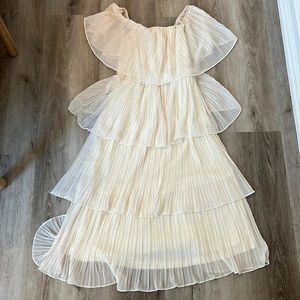 MIDI TIERED CHIFFON IVORY DRESS SZ S